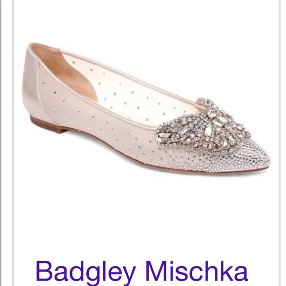 Badgley Mischka Bridal Crystal embellished flats shoes - Picture 7 of 7
